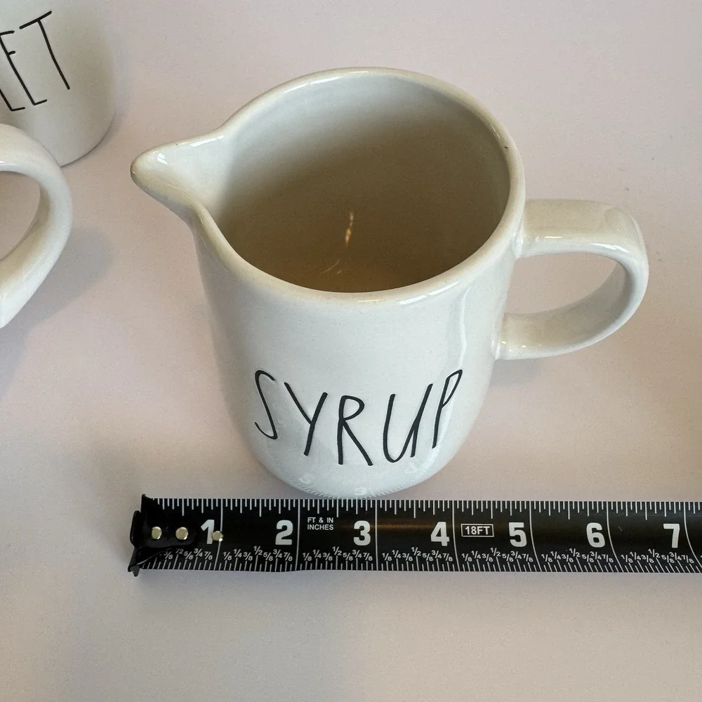 Rae Dunn SWEET CREAM SYRUP Coffee Bar Set Sugar Creamer Pitcher‎ Farmhouse Gift